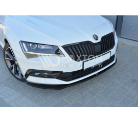 Сплиттер переднего бампера Skoda Superb 3 гладкий